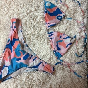 SHEIN Pink and Blue Kids Bikini Set